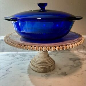 Anchor Hocking-Cobalt Blue Glass Casserole Dish with Matching Lid
